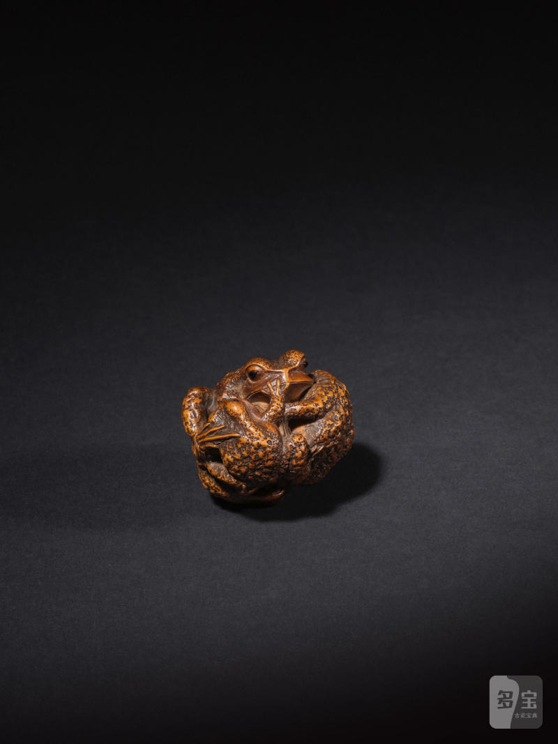 木彫根付 五匹の蝦蟇 銘「正直」 19世紀前期 | NETSUKE EN BOIS REPRÉSENTANT CINQ CRAPAUDS - 图9